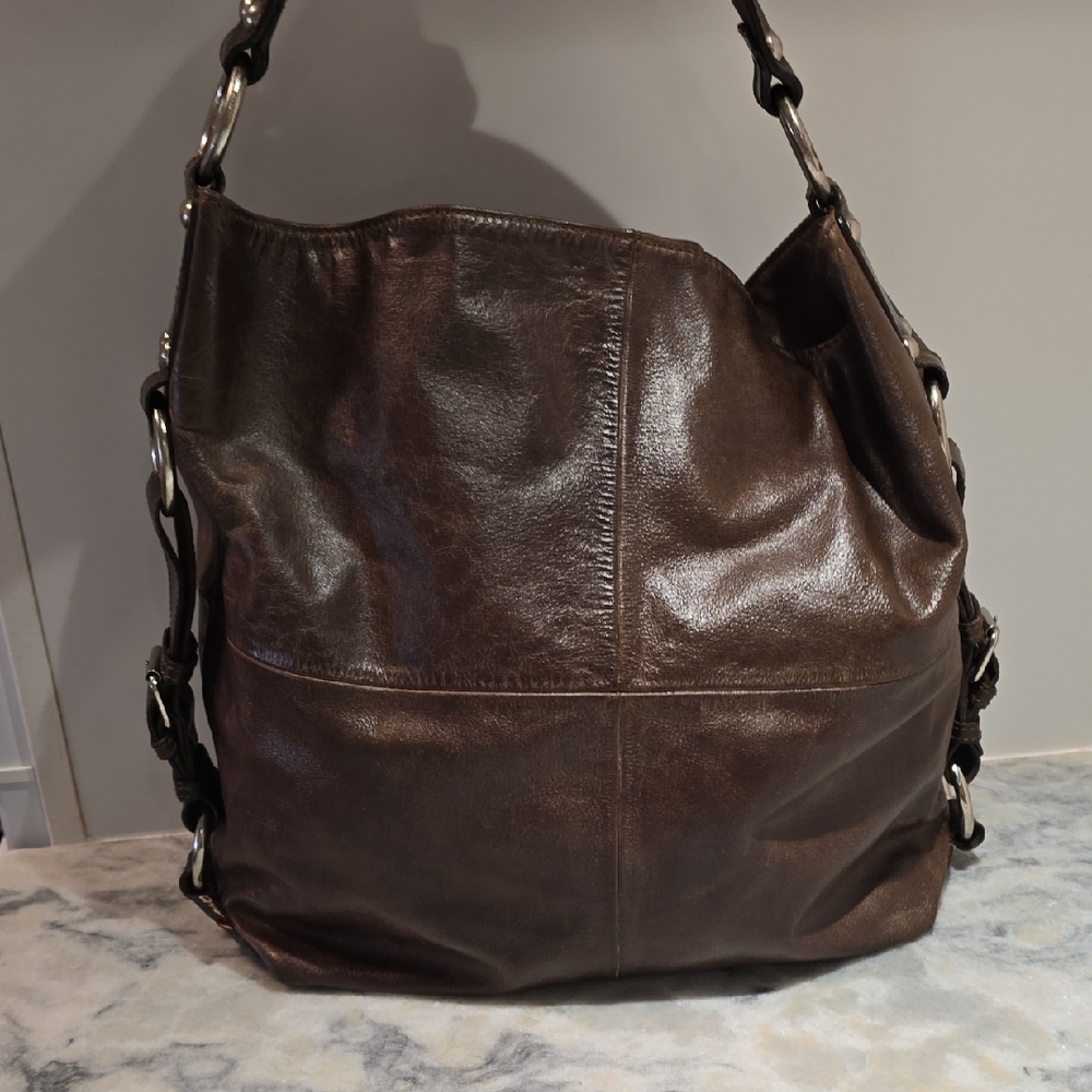 Gorgeous Brown Leather Tano Shoulder Bag Y2K!